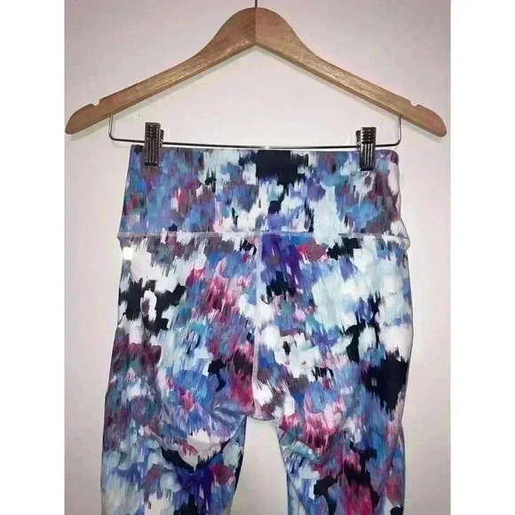 Fabletics Print Leggings Mesh Panel Abstract Print Stretch Blue White Si… - Picture 7 of 12